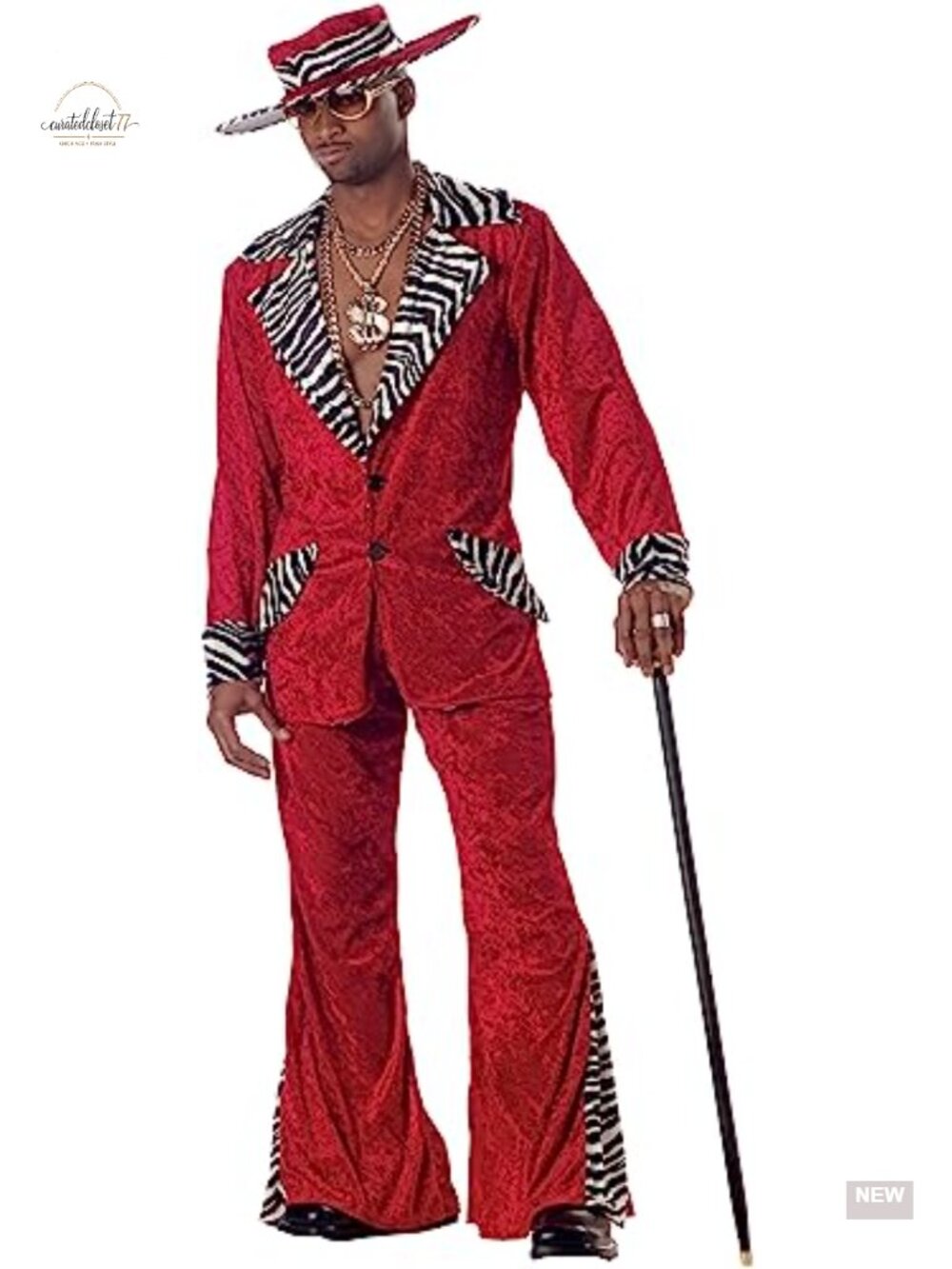 Mens Pimp Costume Medium Jacket Pants Hat 3-Piece Set